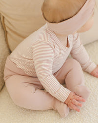 QUINCY MAE: SIDE SNAP BODYSUIT + PANT SET || ROSE MICRO STRIPE