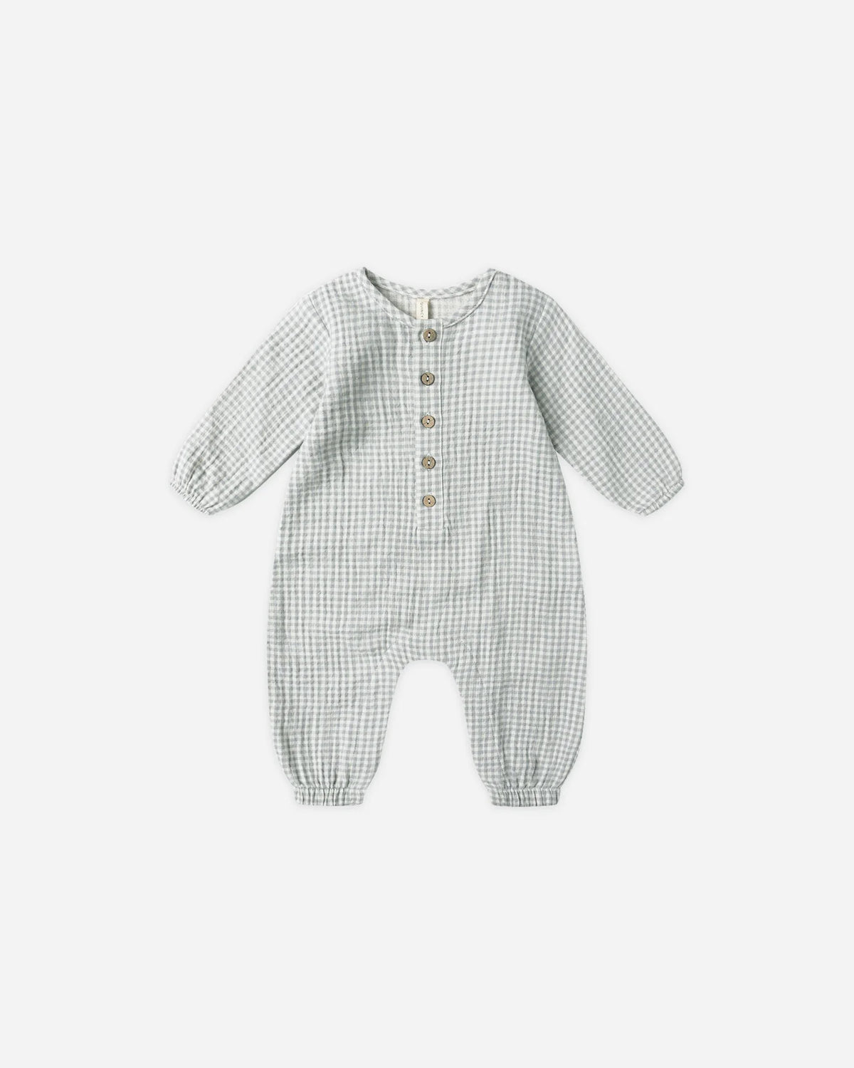 QUINCY MAE: WOVEN JUMPSUIT || BLUE GINGHAM