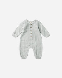 QUINCY MAE: WOVEN JUMPSUIT || BLUE GINGHAM
