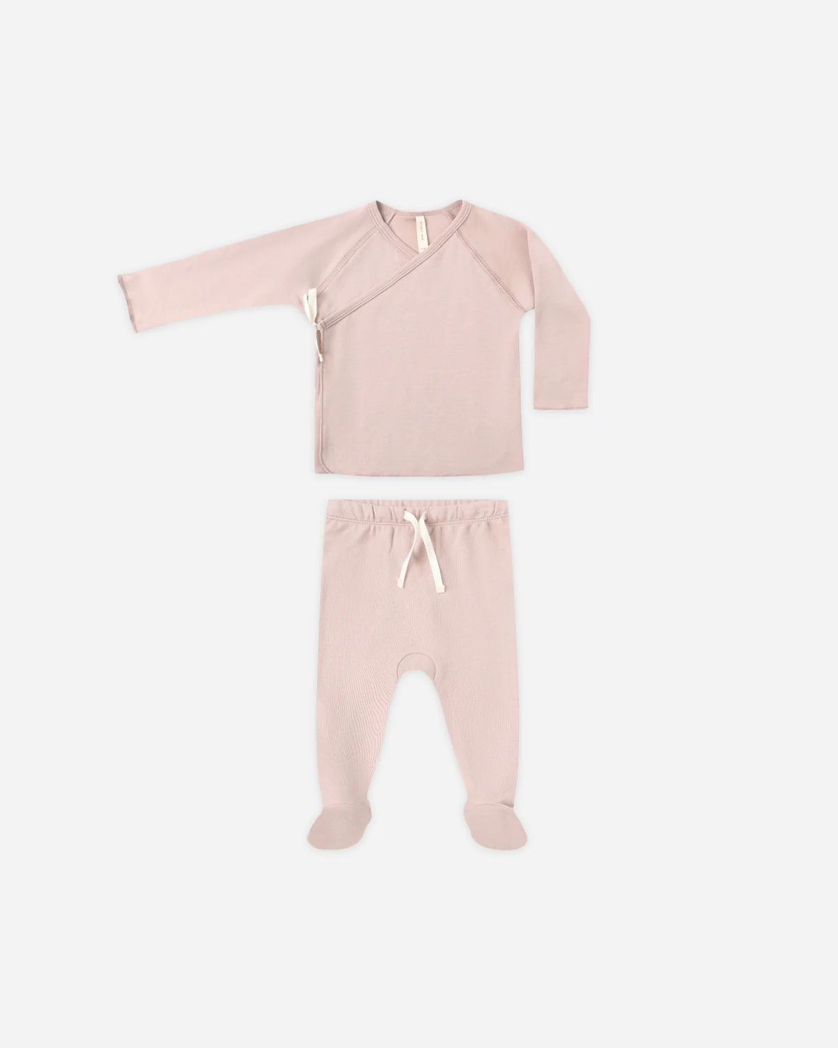 QUINCY MAE: WRAP TOP + FOOTED PANT SET || ROSE