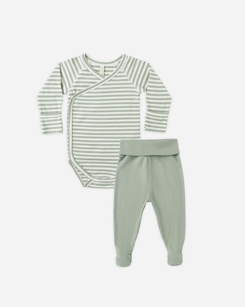 QUINCY MAE: SIDE SNAP BODYSUIT + PANT SET || FERN STRIPE