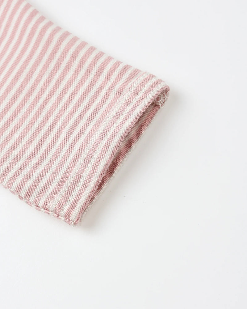 QUINCY MAE: SIDE SNAP BODYSUIT + PANT SET || ROSE MICRO STRIPE