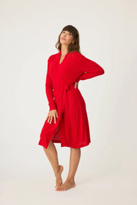 PJ SALVAGE: TEXTURED ESSENTIALS ROBE - RED