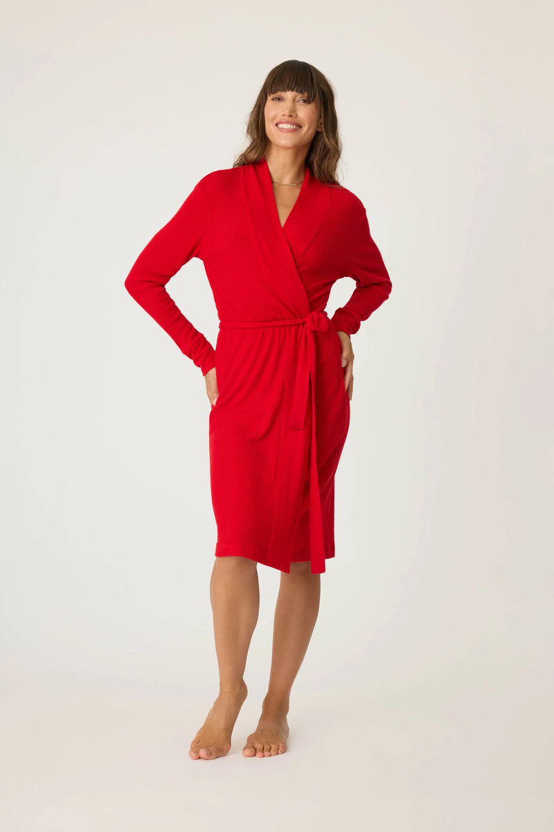 PJ SALVAGE: TEXTURED ESSENTIALS ROBE - RED