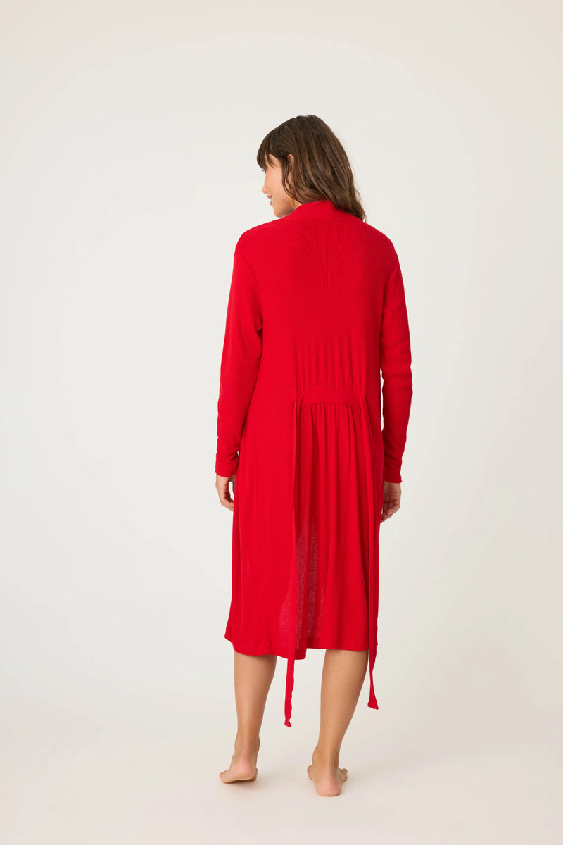 PJ SALVAGE: TEXTURED ESSENTIALS ROBE - RED