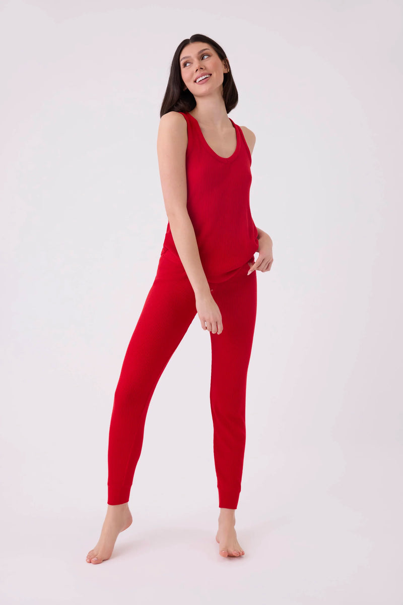 PJ SALVAGE: TEXTURED ESSENTIALS LOUNGE SET - RED