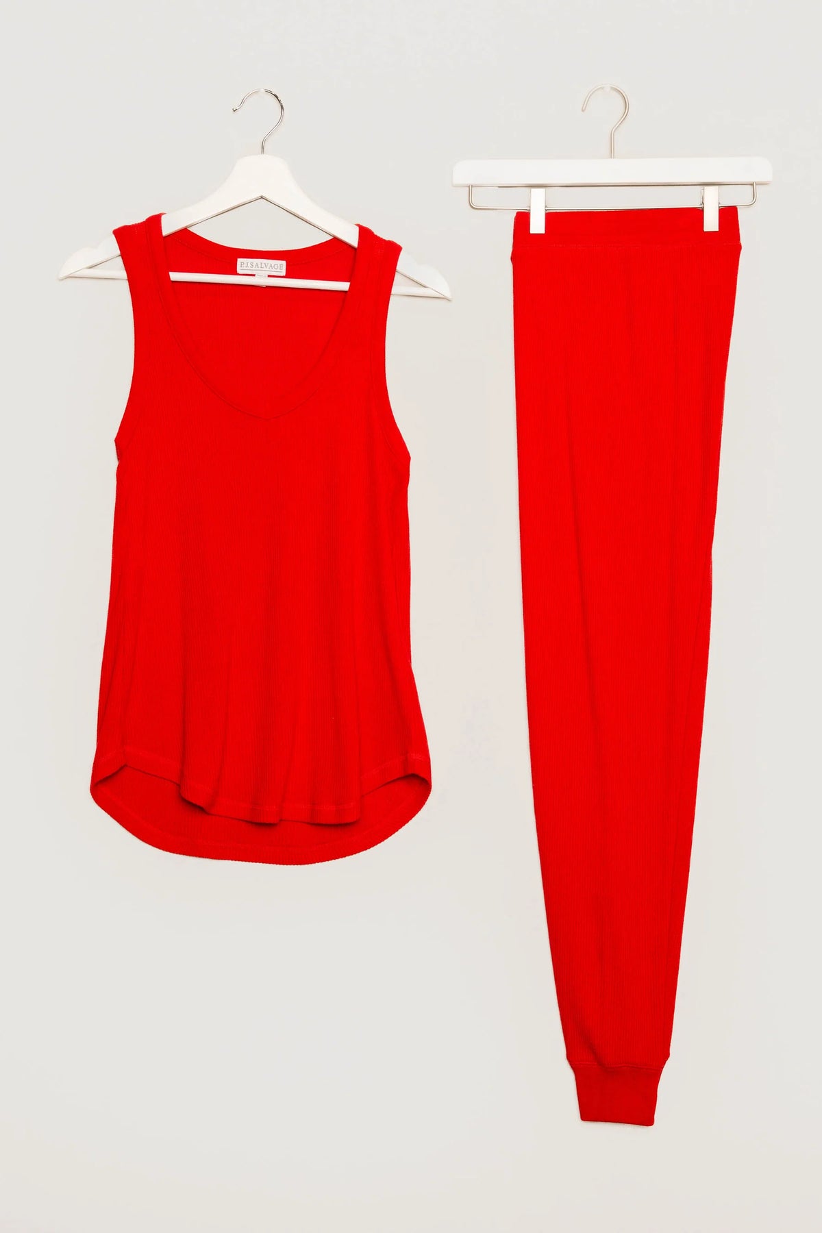 PJ SALVAGE: TEXTURED ESSENTIALS LOUNGE SET - RED