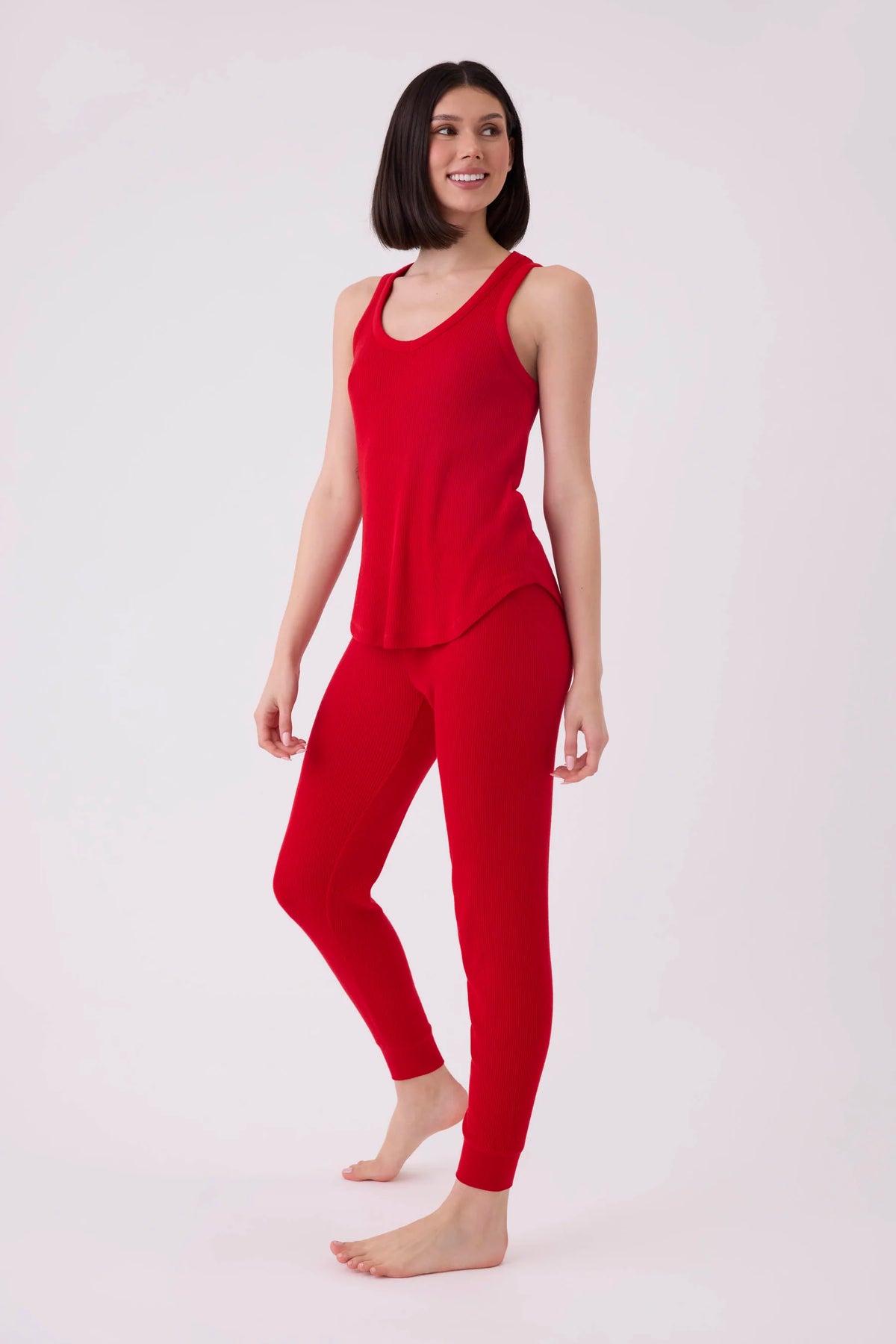 PJ SALVAGE: TEXTURED ESSENTIALS LOUNGE SET - RED