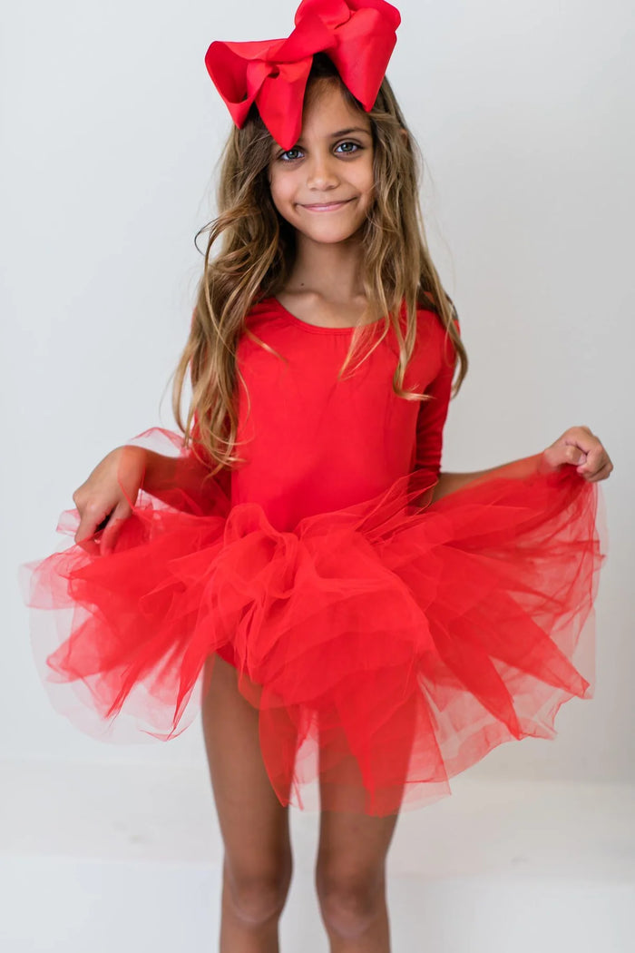 MILA & ROSE: RED 3/4 TUTU LEOTARD