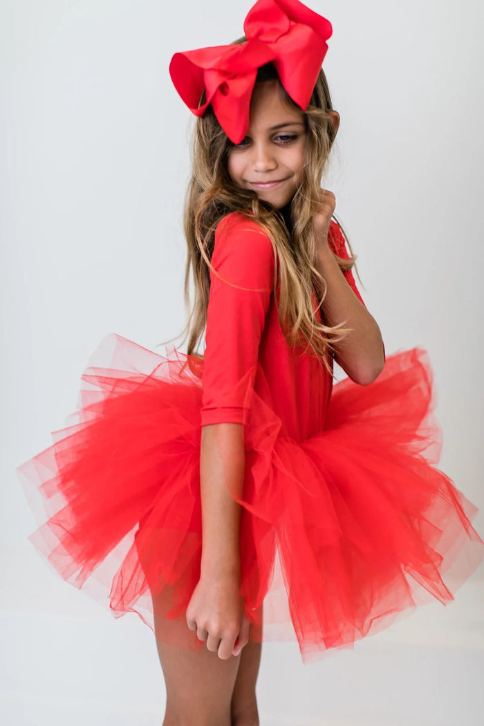 MILA & ROSE: RED 3/4 TUTU LEOTARD