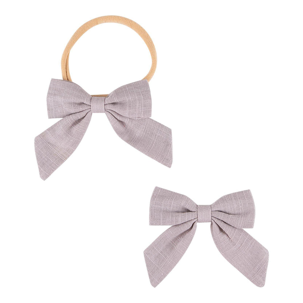 MILA & ROSE: GREY HAND TIED BOW HEADBAND