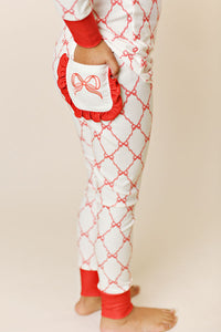 SWOON BABY: RIBBON BOW LATTICE BUTTERKNIT PAJAMA SET