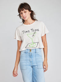 SELF CONTRAST: DREW CROP T-SHIRT - TINI TIME/POWDER PINK