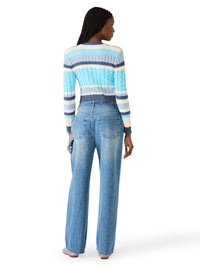 STEVE MADDEN: EVIEE SWEATER CARDIGAN- BLUE MULTI