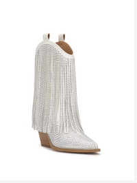 JESSICA SIMPSON: PAREDISA FRINGE BOOTIE- WHITE