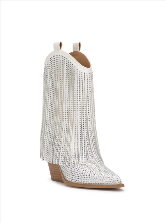 JESSICA SIMPSON: PAREDISA FRINGE BOOTIE - WHITE