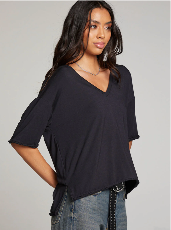 CHASER: MASON V NECK TEE - BLACK LICORICE