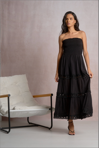 ELAN: STRAPLESS MAXI DRESS - BLACK