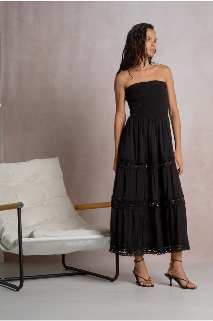 ELAN: STRAPLESS MAXI DRESS - BLACK