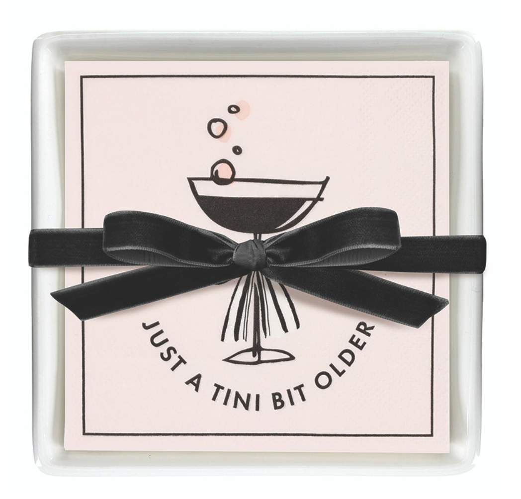 CERAMIC NAPKIN TRAY + NAPKINS - JUST A TINI BIT OLDER