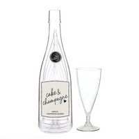 ACRYLIC CHAMPAGNE IN BOTTLE + GLASSES - CAKE AND CHAMPAGNE