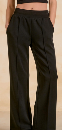 ELAN: ELASTIC WAIST BAND PANTS - BLACK