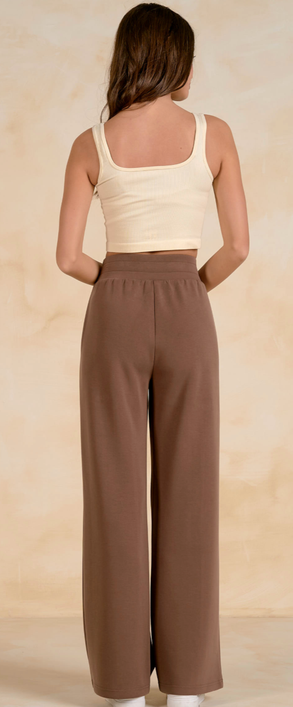 ELAN: ELASTIC WAIST BAND PANTS - BROWN