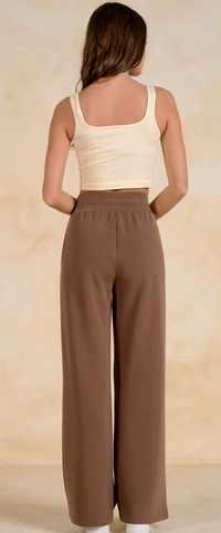 ELAN: ELASTIC WAIST BAND PANTS - BROWN