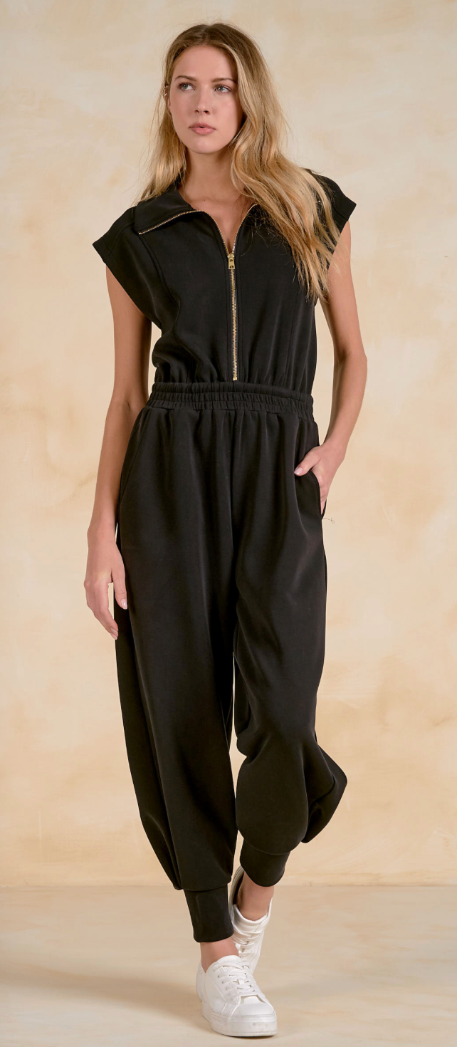 ELAN: CAP SLEEVE 3/4 ZIP JUMPER