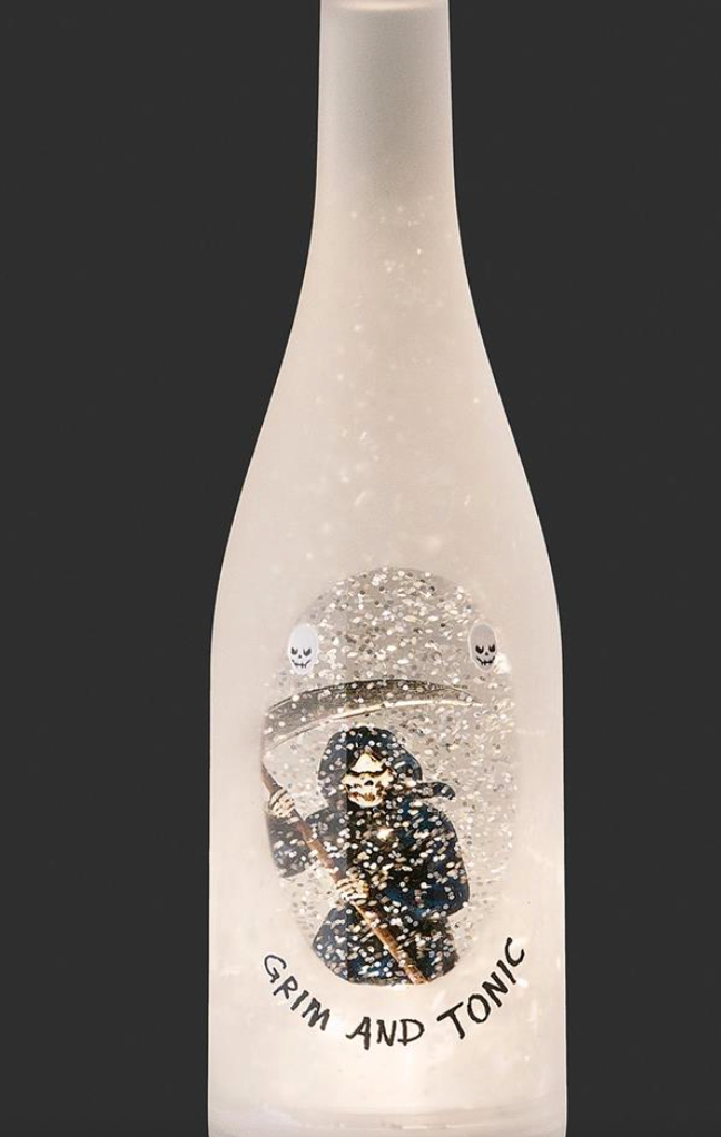 12"H LIGHTED SWIRL GRIM AND TONIC BOTTLE SHAPE