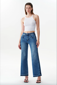 BAYEAS: MID RISE WIDE LEG JEANS