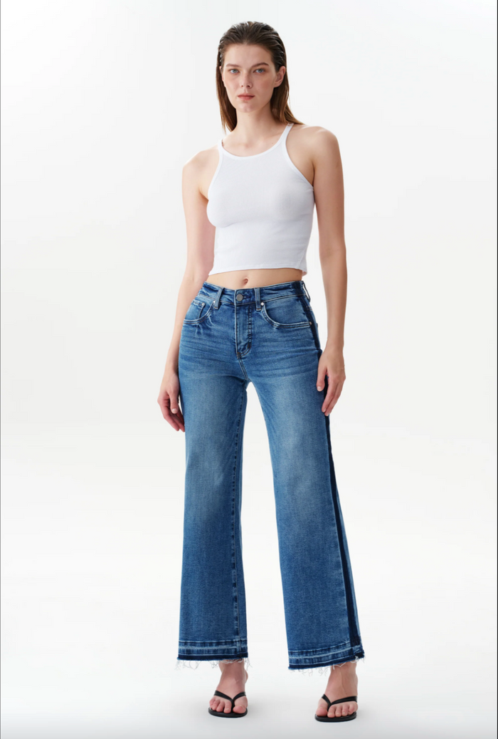 BAYEAS: MID RISE WIDE LEG JEANS