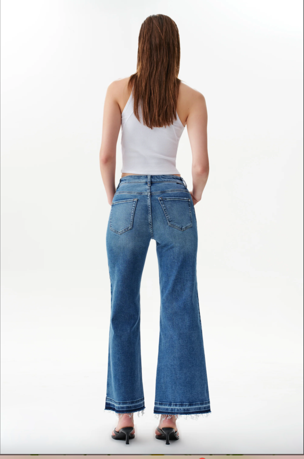 BAYEAS: MID RISE WIDE LEG JEANS