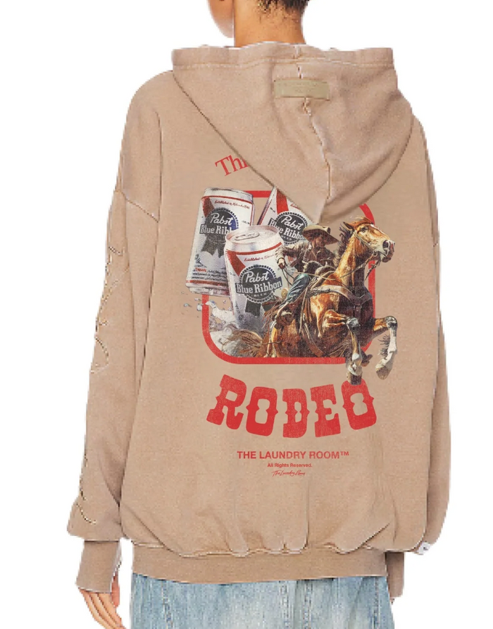 THE LAUNDRY ROOM: AIN'T MY FIRST PABST RODEO - HIDEOUT HOODIE - CAMEL GOLD