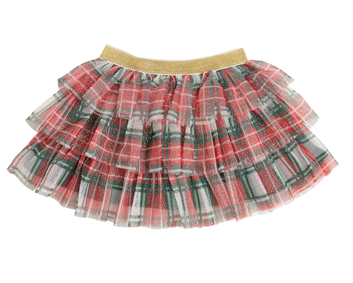 SWEET WINK: CHRISTMAS PLAID TIERED TUTU SKIRT