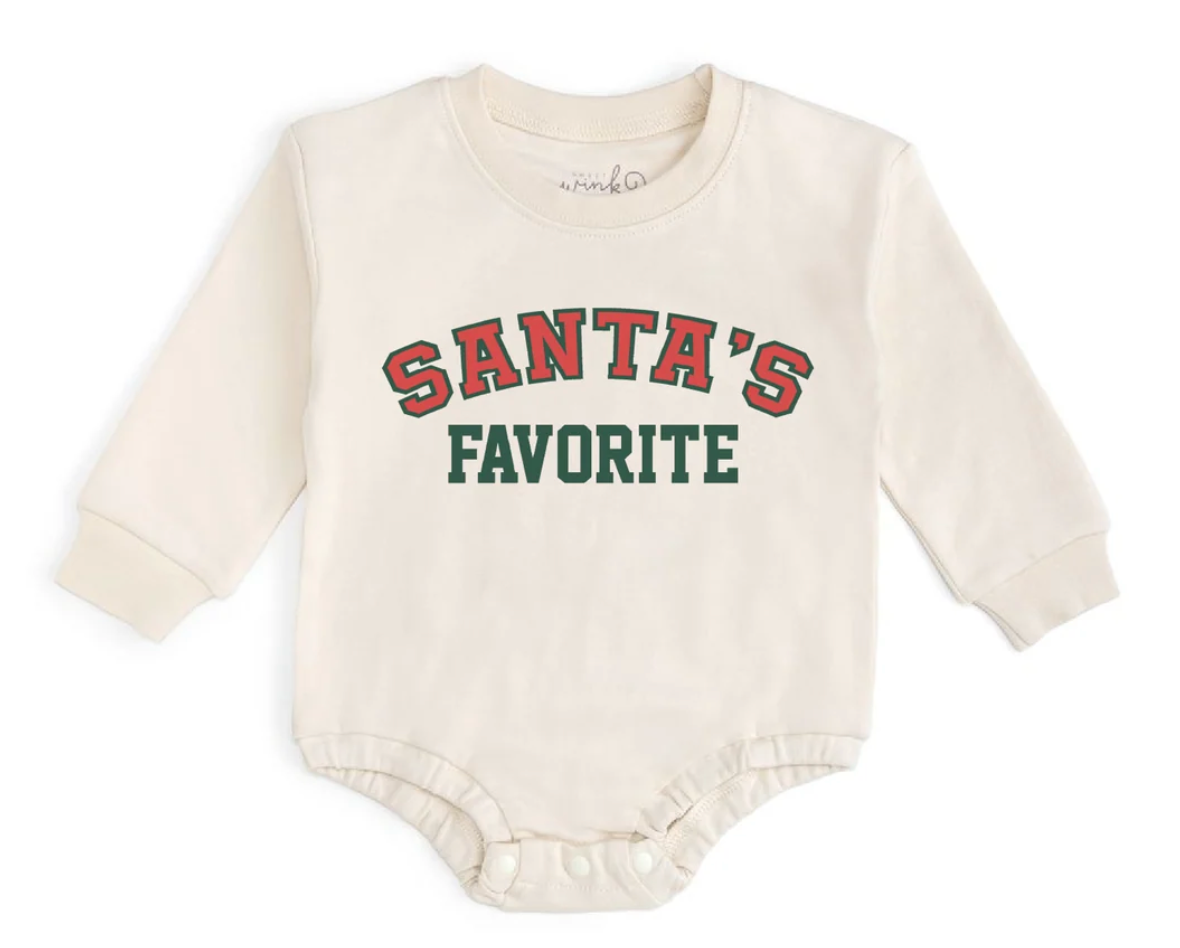 SWEET WINK: SANTA'S FAVORITE CHRISTMAS LONG SLEEVE ROMPER