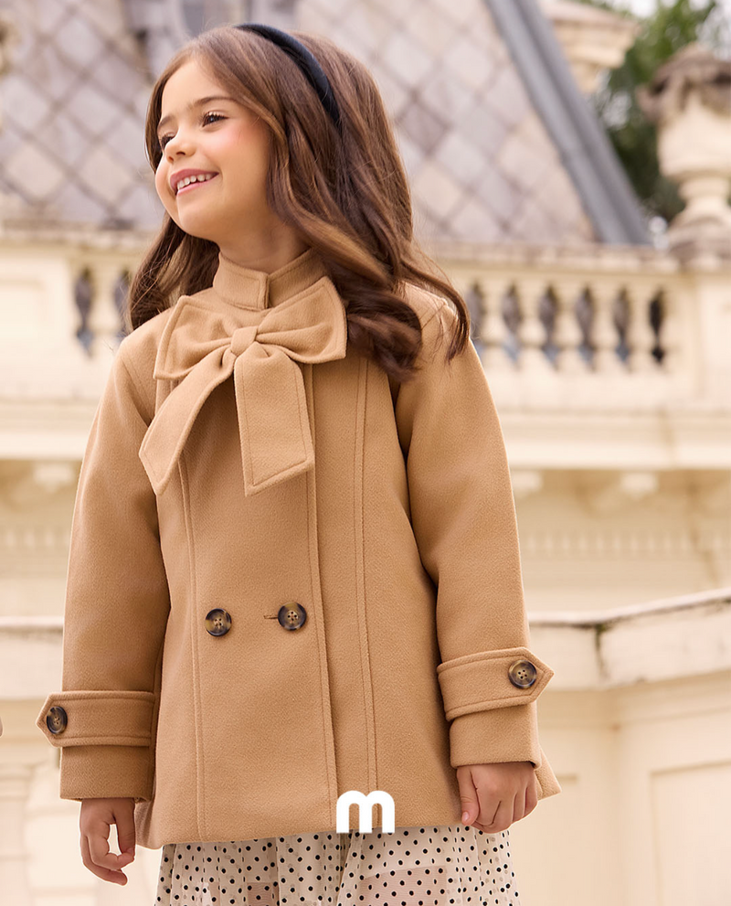 MILON: PEACOAT WITH REMOVABLE BOW - TAMARIND