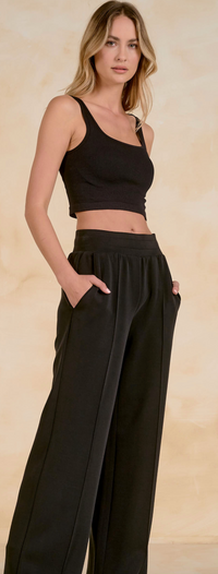 ELAN: ELASTIC WAIST BAND PANTS - BLACK