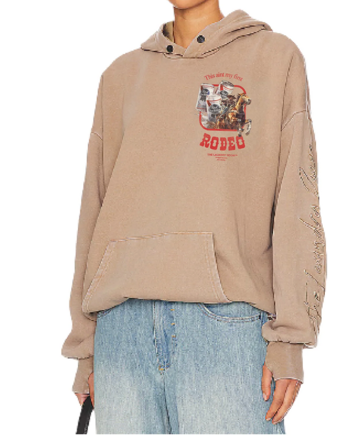 THE LAUNDRY ROOM: AIN'T MY FIRST PABST RODEO - HIDEOUT HOODIE - CAMEL GOLD