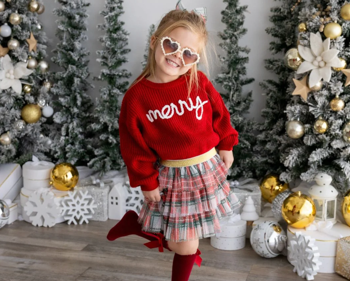 SWEET WINK: CHRISTMAS PLAID TIERED TUTU SKIRT