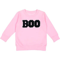 SWEET WINK: BOO PATCH HALLOWEEN SWEATSHIRT - PINK