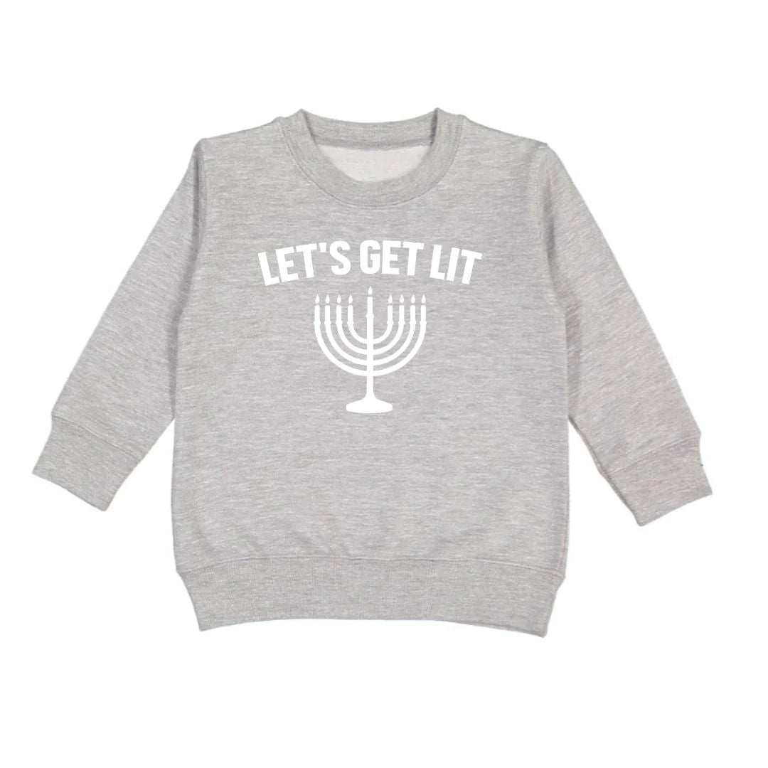 SWEET WINK: LET’S GET LIT HANUKKAH SWEATSHIRT - GRAY