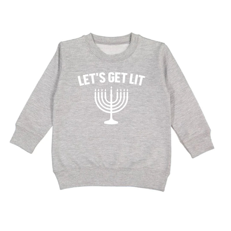 SWEET WINK: LET’S GET LIT HANUKKAH SWEATSHIRT - GRAY