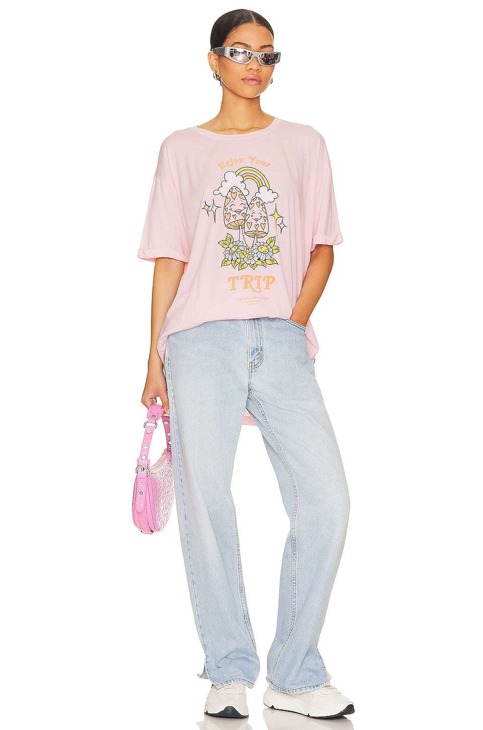 THE LAUNDRY ROOM: ENJOY YOUR TRIP OVERSIZED TEE - BLUSH PINK