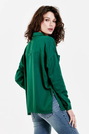 DEAR JOHN:  ARIANNA FRONT TIE SHIRT DARTMOUTH - GREEN