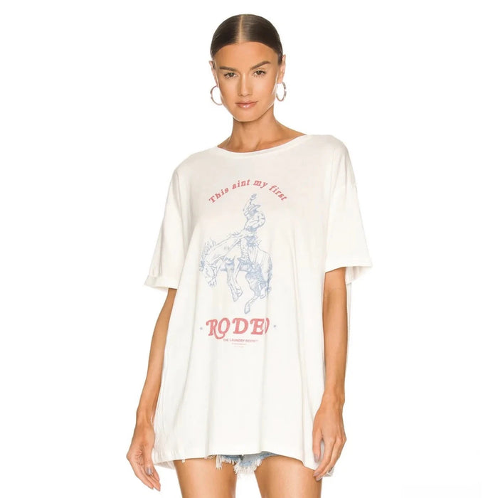 THE LAUNDRY ROOM: FIRST RODEO OVERSIZED TEE - WHITE