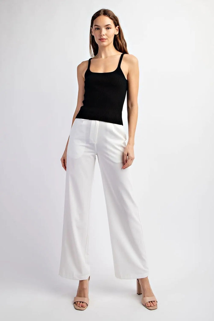 RIB KNIT TANK TOP - BLACK