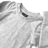 LITTLE BIPSY: LONG SLEEVE GREY POCKET TEE