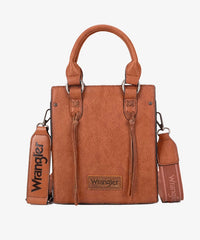 WRANGLER: LEATHER TASSELS CROSSBODY BAG - BROWN