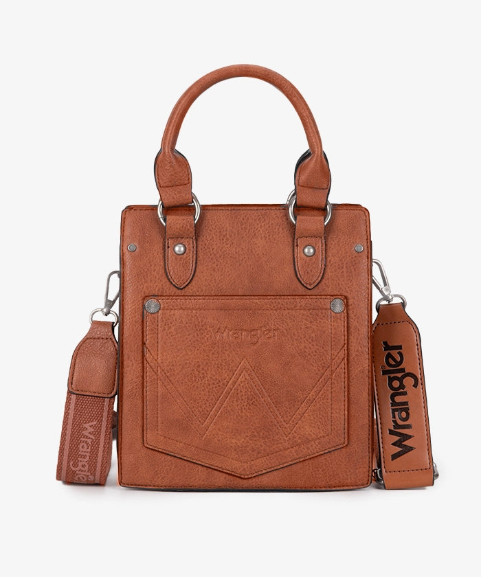 WRANGLER: LEATHER TASSELS CROSSBODY BAG - BROWN